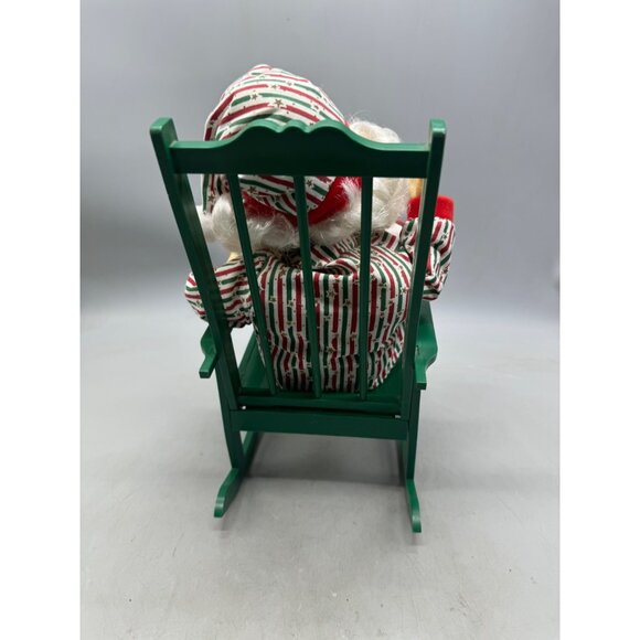 Vintage Rocking Chair Snoring Santa Claus Pajamas Animated Christmas 12" READ - Picture 4 of 7